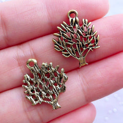 Eternal Banyan Tree Charms | Tree of Life Pendant | Sacred Jewellery | Nature Philosophy Zen Yoga Charm (8pcs / Antique Gold / 16mm x 20mm)