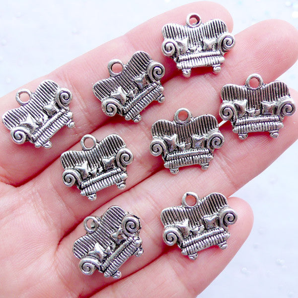 CLEARANCE Sofa Charms | Couch Pendant | Miniature Furniture Charm | Armchair Charm | House Warming Gift Decoration | Housewarming Party Favor Packaging (8pcs / Tibetan Silver / 16mm x 14mm)