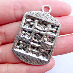 Mayan Totem Tag Charms | Maya Glyph Tag Pendant | Tailsman Jewellery | Aztec Inca Charm | Mystical Ancient Carving Pattern (1 Piece / Tibetan Silver / 28mm x 43mm)