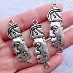 CLEARANCE Mayan Glyph Charm Connectors | Maya God Head Totem Pendants with Ancient Carving Pattern | Protection Amulet Jewellery | Tailsman Charm | Mystical Inca Aztec Charm (3 pcs / Tibetan Silver / 13mm x 44mm)