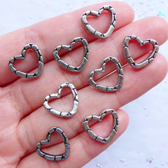 Silver Heart Charm Connector | Love Jewellery | Wedding Supplies | Favor Decoration | Valentine's Day Decor | Bridesmaid Bracelet & Necklace Making (8pcs / Tibetan Silver / 14mm x 12mm / 2 Sided)