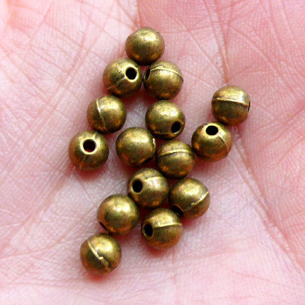 CLEARANCE Tiny Round Beads | Mini Ball Beads | Bronze Spacer Beads | Small Hole Beads | Stretch Bracelet DIY | Thread Necklace Making (15pcs / Antique Bronze / 5mm)