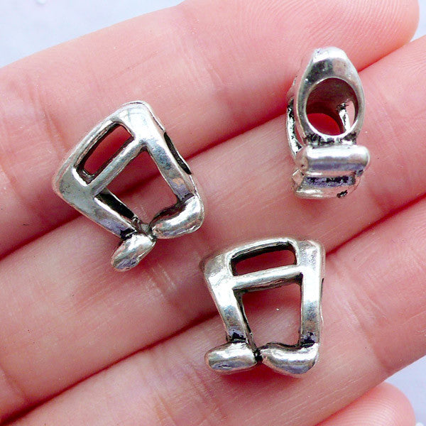 Musical Symbol Beads | Music Note Beads | Big Hole Focal Beads | European Charm Bracelet | Jewellery for Music Lover (3pcs / Tibetan Silver / 12mm x 13mm / 2 Sided)