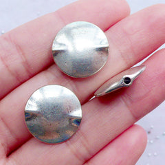 Silver Coin Beads | Round Flat Beads | Small Hole Beads | Circle Bead | Geometry Jewellery Making | Thread Bracelet & Necklace DIY (3pcs / Tibetan Silver / 17mm x 4mm)