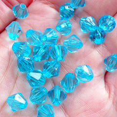 CLEARANCE 8mm Acrylic Bicone Beads | Rhombus Beads | Faux Crystal Beads | Plastic Diamond Beads | Faceted Spacer Beads | Beading Components (50pcs / Transparent Sky Blue)
