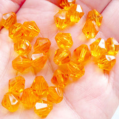 8mm Faceted Bicone Beads | Plastic Rhombus Beads | Fake Crystal Beads | Acrylic Gemstone Beads | 8mm Spacer Beads | Beading Jewelry Supplies (50pcs / Transparent Orange)