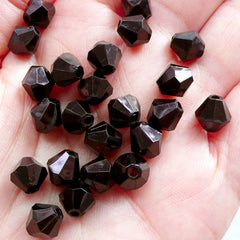 Bicone Beads | 8mm Rhombus Beads | Acrylic Faceted Bead Supply | Plastic Diamond Beads | Black Spacer Beads | Kawaii Goth Jewellery | Beading Necklace Making (50pcs / Black)