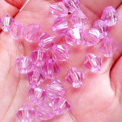 CLEARANCE Loose Bead Supplies | Acrylic Rhombus Beads in 8mm | Plastic Bicone Beads | Faceted Chunky Beads | Spacer Beads | Kawaii Jewellery Making (50pcs / Transparent Light Purple)