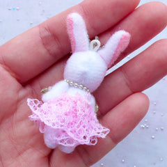 Stuffed Toy Charm | Fabric Rabbit Doll Charm | Bunny Toy Charm | Small Plush Toy Charm | Animal Toy Charm | Cuddly Toy Charm | Soft Toy Charm (Pink / 25mm x 50mm)
