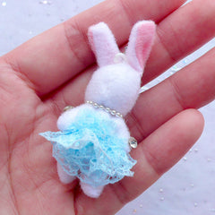 Soft Toy Charm | Fabric Bunny Toy Charm | Small Rabbit Doll Charm | Cuddly Doll Charm | Stuffed Toy Charm | Plush Doll Charm | Animal Toy Charm (Blue / 25mm x 50mm)