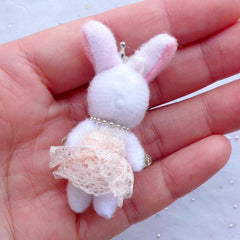 Animal Doll Charm | Fabric Rabbit Toy Charm | Small Bunny Doll Charm | Soft Doll Charm | Cuddly Toy Charm | Stuffed Doll Charm | Plush Toy Charm (Light Salmon Pink / 25mm x 50mm)