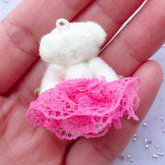 Small Bear Doll Charm | Animal Toy Charm | Fabric Doll Charm | Soft Toy Charm | Cuddly Doll Charm | Stuffed Toy Charm | Plush Doll Charm (Dark Pink / 25mm x 35mm)