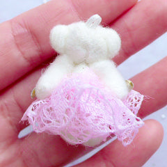 Bear Doll Charm | Stuffed Animal Toy Charm | Small Doll Charm | Fabric Doll Charm | Soft Toy Charm | Cuddly Doll Charm | Plush Doll Charm (Light Pink / 25mm x 35mm)