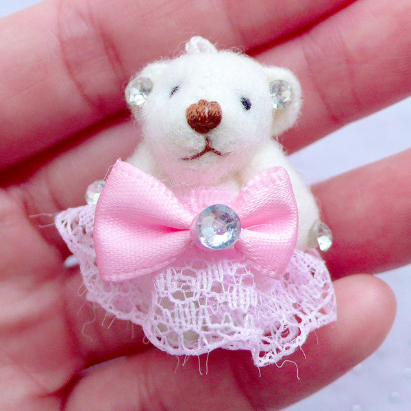 Bear Doll Charm | Stuffed Animal Toy Charm | Small Doll Charm | Fabric Doll Charm | Soft Toy Charm | Cuddly Doll Charm | Plush Doll Charm (Light Pink / 25mm x 35mm)