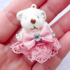 Fabric Bear Doll Charm | Stuffed Toy Charm | Animal Toy Charm | Soft Doll Charm | Small Plush Toy Charm | Cuddly Toy Charm (Dusty Pink / 25mm x 35mm)