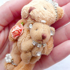 Bear Plush Toy Charm | Bear Family Charm | Small Stuffed Toy Charm | Animal Toy Charm | Soft Fabric Doll Charm | Cuddly Toy Charm | Gift for New Mom (Brown / 40mm x 75mm)