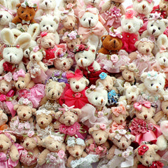 Stuffed Animal Doll Charm | Small Plush Toy Charm | Little Cuddly Toy Charm | Miniature Teddy Bear Doll Charm | Soft Fabric Bunny Toy Charm (1 Piece by Random)
