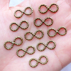 CLEARANCE Bronze Infinity Charm Connector | Twisted Rope Infinity Pendant | Wedding Jewellery Making | Love Jewelry | Charm Bracelet DIY | Charm Necklace Making (10pcs / Antique Bronze / 8mm x 17mm / 2 Sided)