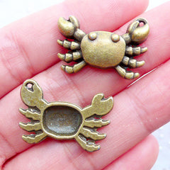 CLEARANCE Crab Charms | Marine Life Pendant | Sealife Charm | Ocean Animal Charm | Beach Jewelry DIY | Charm Bracelet | Zipper Pull Charm | Zakka Craft Shop (4pcs / Antique Bronze / 24mm x 16mm)