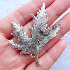 Large Maple Leaf Charm | Huge Floral Pendant | Falling Leaf Pendant | Nature Charm | Autumn Jewellery | Necklace Making | Earrings DIY (1 piece / Tibetan Silver / 46mm x 55mm)
