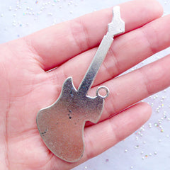 Big Electric Guitar Charm | Guitarist Pendant | Music Charm | Large Musical Instrument Pendant | Musician Charm | Jewellery for Band Music Lover | Rock and Roll Necklace DIY (1 piece / Tibetan Silver / 26mm x 73mm)