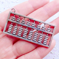 Chinese Abacus Charm | Large Abacus Pendant | Big Soroban Charm | Suanpan Charm | Counting Frame Charm | Calculating Tool Charm | Kitsch Jewelry | Novelty Charm Supplies (1 piece / Tibetan Silver / 48mm x 27mm / 2 Sided)