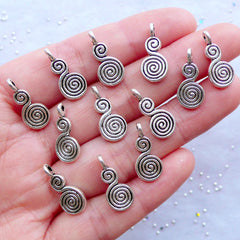 Spiral Charms | Calabash Charms | Bottle Gourd Pendant | Double Swirl Charm in S Shape | White Flowered Gourd Charm | Opo Squash Charm | Bracelet Necklace Earrings Making (12 pcs / Tibetan Silver / 8mm x 17mm / 2 Sided)