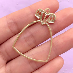 Fairytale Princess Dress Open Back Bezel Charm | Kawaii Jewellery Making | UV Resin Crafts (1 piece / Gold / 29mm x 41mm)
