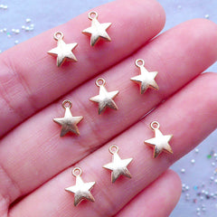 Tiny Mini Star Charms | Kawaii Planner Charm | Little Star Drop | Cute Jewelry Findings (8pcs / Gold / 7mm x 8mm / 2 Sided)