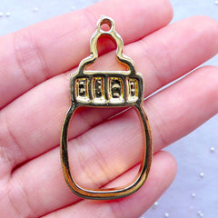 CLEARANCE Baby Milk Bottle Open Back Bezel Pendant for UV Resin Filling | Deco Hollow Frame for Resin Jewellery | Outline Charm (1 piece / Gold / 23mm x 46mm)