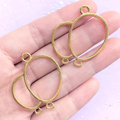 Balloon Open Bezel | Deco Frame for UV Resin Filling | Outline Pendant | Kawaii Charm | Resin Craft Supplies (2 pcs / Gold / 33mm x 37mm / 2 Sided)