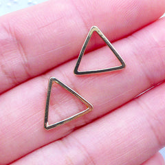 Small Triangle Open Backed Frame | Outlined Geometric Open Bezel for UV Resin Jewelry Making | Geometry Jewellery Findings (2 pcs / Gold / 12mm x 11mm)