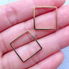 CLEARANCE Outlined Square Deco Frame | Geometric Open Frame | Kawaii UV Resin Jewellery DIY | Resin Craft Supplies (2 pcs / Gold / 16mm x 16mm)