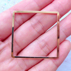 CLEARANCE Large Square Open Back Frame | Hollow Deco Frame | Kawaii UV Resin Craft Supplies | Geometric Jewellery DIY (1 piece / Gold / 35mm x 35mm)