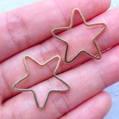 CLEARANCE Kawaii Star Deco Frame | Open Backed Frame | Star Open Bezel for UV Resin Art | Cute Jewelry Supplies (2pcs / Gold / 22mm x 21mm)