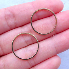 Round Open Frame | Circle Deco Frame | Ring Connector Charms | Kawaii Open Bezel for UV Resin Jewelry Crafts (2pcs / Gold / 20mm)