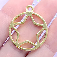 CLEARANCE Kawaii Star Open Bezel for UV Resin Jewellery Making | Magical Girl Charm | Mahou Kei Pendant | Deco Frame for Resin Art (1 piece / Gold / 25mm x 30mm)