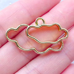 Outlined Cloud Open Back Bezel for UV Resin Crafts | Cute Deco Frame | Kawaii Charm Supplies (1 piece / Gold / 31mm x 17mm / 2 Sided)