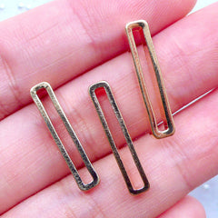 Long Rectangular Bar Frame for UV Resin Craft | Rectangle Deco Frame | Geometric Jewellery Findings (3 pcs / Gold / 4mm x 20mm)