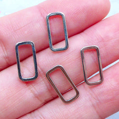 Rounded Rectangle Deco Frame for UV Resin Filling | Round Rectangular Open Frame | Modern Jewelry Findings (4 pcs / Silver / 6mm x 12mm)