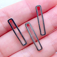 Long Bar Frame for UV Resin Jewelry Making | Rectangular Deco Frame | Hollow Rectangle Charm | Modern Jewellery Findings (3 pcs / Silver / 4mm x 20mm)