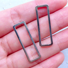 Rectangular Open Frame for Japan UV Resin Crafts | Rectangle Outline Frame | Geometry Deco Frames (2 pcs / Silver / 10mm x 30mm)