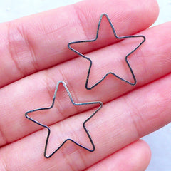 CLEARANCE Star Deco Frame | Open Back Frame for Japan UV Resin Craft | Kawaii Jewelry Supplies (2pcs / Silver / 22mm x 21mm)