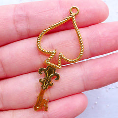 Key Open Back Bezel with Spade Suit | Kawaii Playing Card Key Pendant | Outlined Deco Frame for UV Resin Art (1 piece / Gold / 21mm x 49mm)