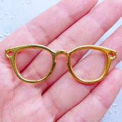 Eyeglasses Open Bezel Charm for UV Resin Jewellery | Eye Glasses Charm | Deco Frame | Kawaii Craft Supplies (1 piece / Gold / 55mm x 19mm)