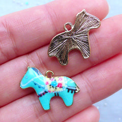 Kawaii Carousel Horse Charms | Colorful Painted Charm | Animal Pendant | Cute Jewelry Findings (2 pcs / 22mm x 17mm)