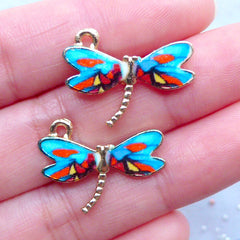 CLEARANCE Dragonfly Painted Charms | Colorful Insect Pendant | Dragon Fly Charm | Nature Jewellery Supplies (2 pcs / 22mm x 17mm)