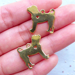 Dog Charms | Animal Charm | Pet Jewelry Making | Gift for Dog Lover (2 pcs / Gold / 19mm x 19mm / 2 Sided)