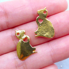 Cat Charms | Pet Pendant | Animal Jewellery for Cat Lover (2 pcs / Gold / 12mm x 18mm)
