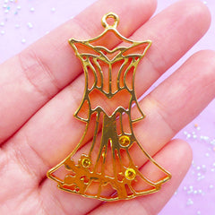 CLEARANCE Princess Dress Open Back Bezel Pendant | Fairy Tale Charm for UV Resin Filling | Kawaii Jewellery Supplies (1 piece / Gold / 34mm x 51mm)